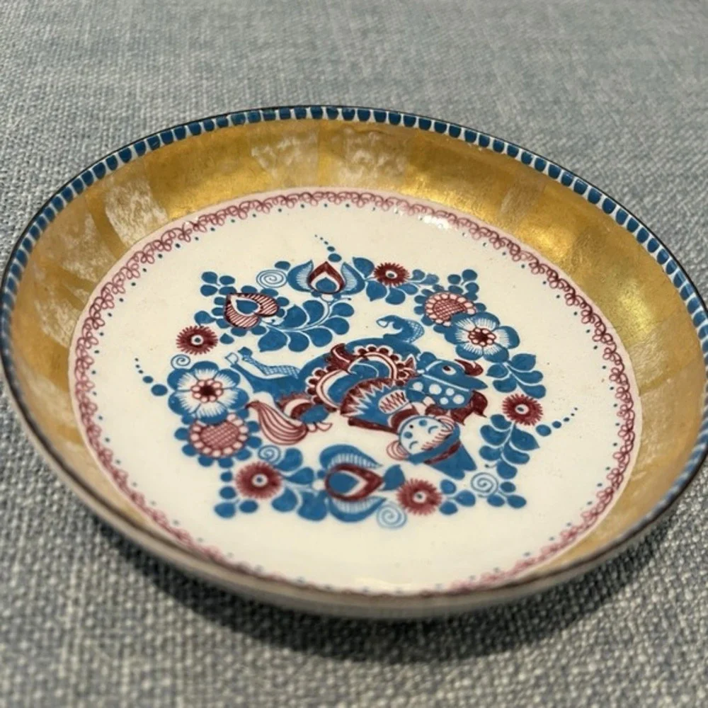 Handcrafted Enamel Trinket Dish Steinbock‎ Email Austria Gold Details 4